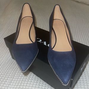 Coach navy block heel dress shoes